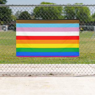 LGBTQ+ Progress Flag Stripes Banner