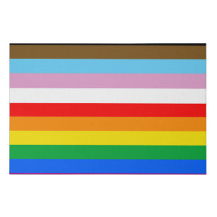 LGBTQ+ Progress Flag Stripes Faux Canvas Print