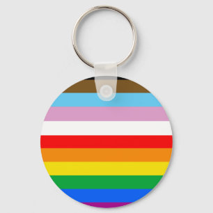 LGBTQ+ Progress Flag Stripes Keychain