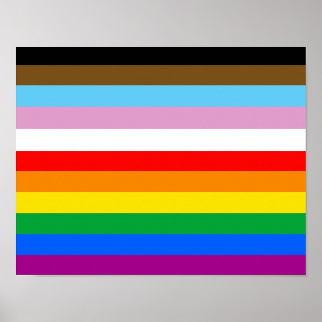 LGBTQ+ Progress Flag Stripes Poster (Front)