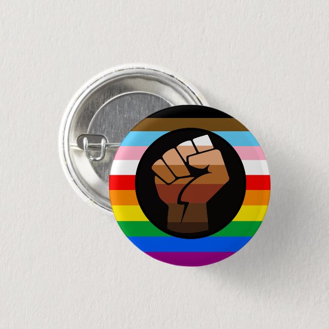 LGBTQ+ Progress POC Pride Flag 1 Inch Round Button (Front & Back)