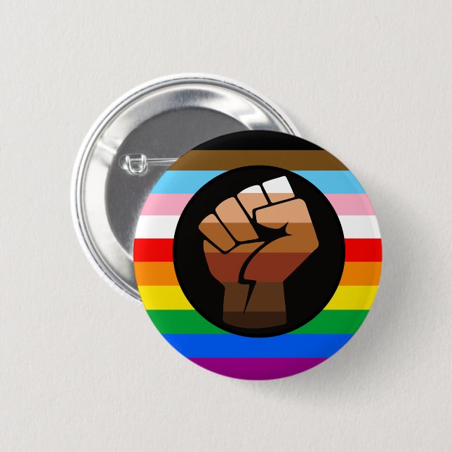 LGBTQ+ Progress POC Pride Flag 2 Inch Round Button (Front & Back)