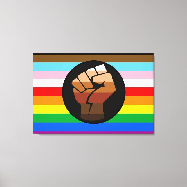 LGBTQ+ Progress POC Pride Flag Canvas Print (Front)