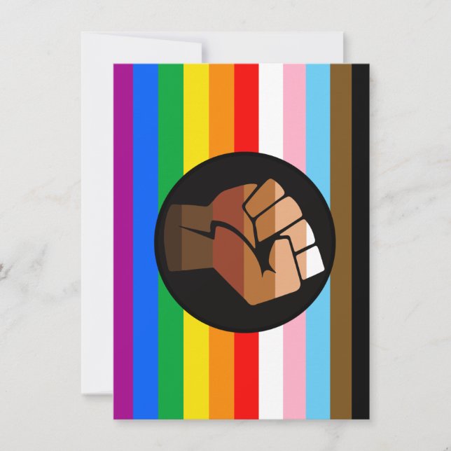 LGBTQ+ Progress POC Pride Flag Holiday Card (Front)