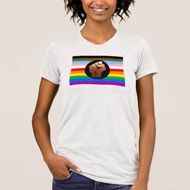 LGBTQ+ Progress POC Pride Flag T-Shirt (Front)