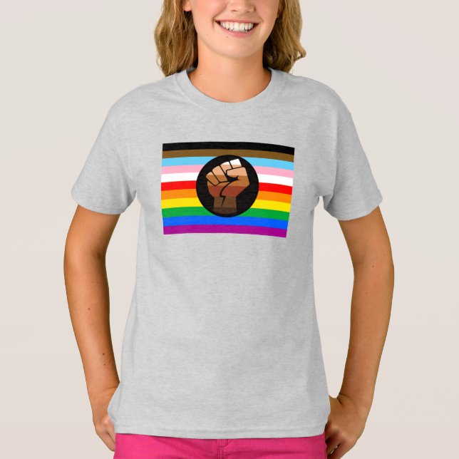 LGBTQ+ Progress POC Pride Flag T-Shirt (Front)