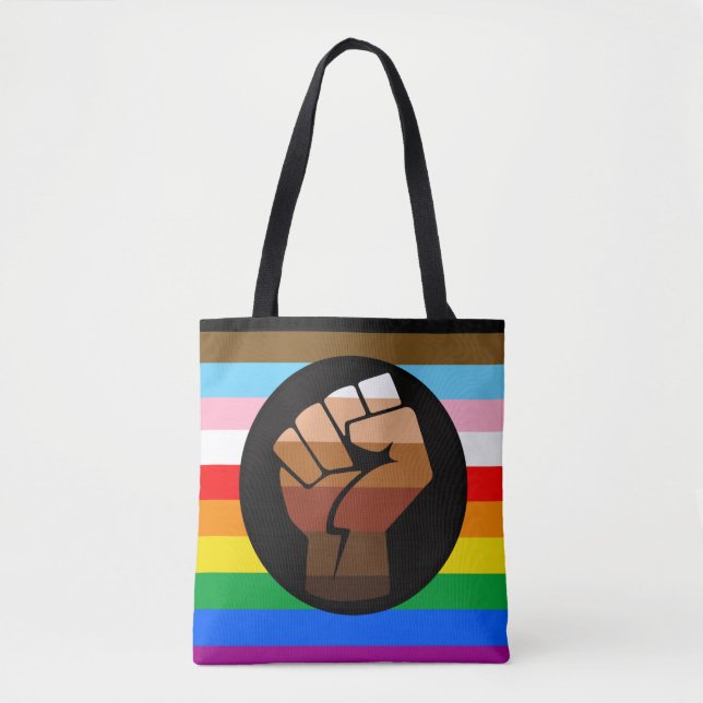 LGBTQ+ Progress POC Pride Flag Tote Bag (Front)