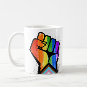 LGBTQ PROGRESS PRIDE FIST COFFEE MUG