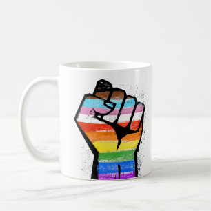 LGBTQ PROGRESS PRIDE FIST COFFEE MUG