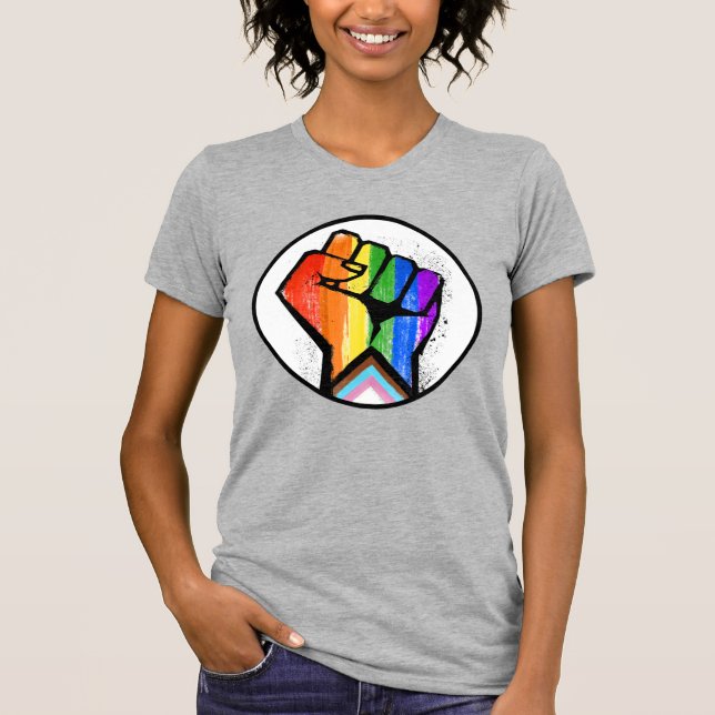 LGBTQ PROGRESS PRIDE FIST RESISTANCE T-Shirt (Front)