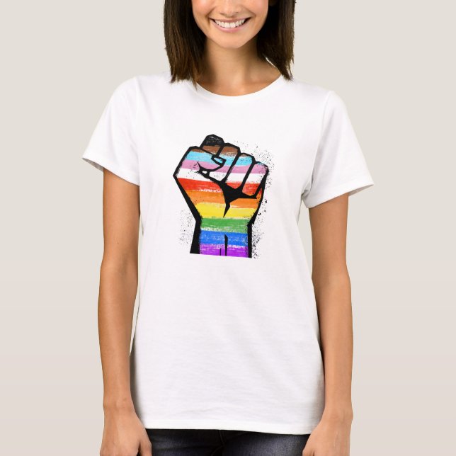 LGBTQ PROGRESS PRIDE FIST T-Shirt (Front)
