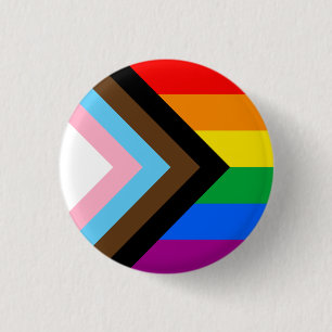 LGBTQ+ Progress Pride Flag 1 Inch Round Button