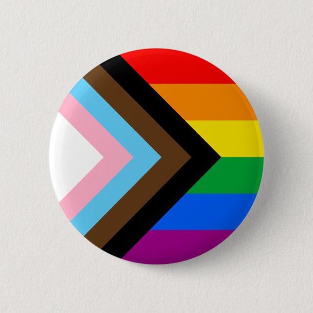 LGBTQ+ Progress Pride Flag 2 Inch Round Button (Front)