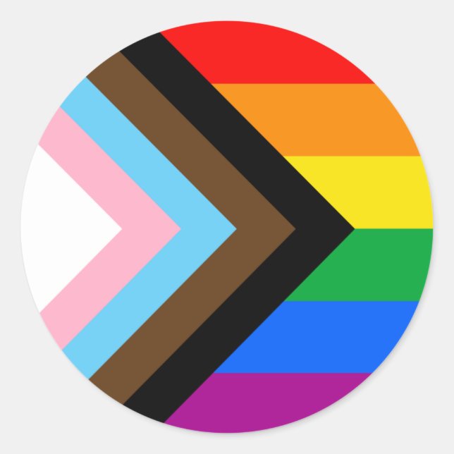 LGBTQ+ Progress Pride Flag Classic Round Sticker (Front)