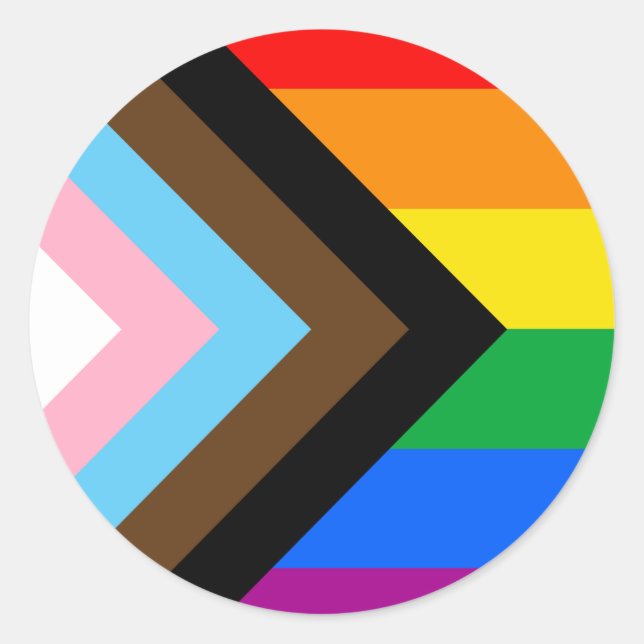 LGBTQ+ Progress Pride Flag Classic Round Sticker (Front)