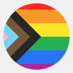 LGBTQ+ Progress Pride Flag Classic Round Sticker