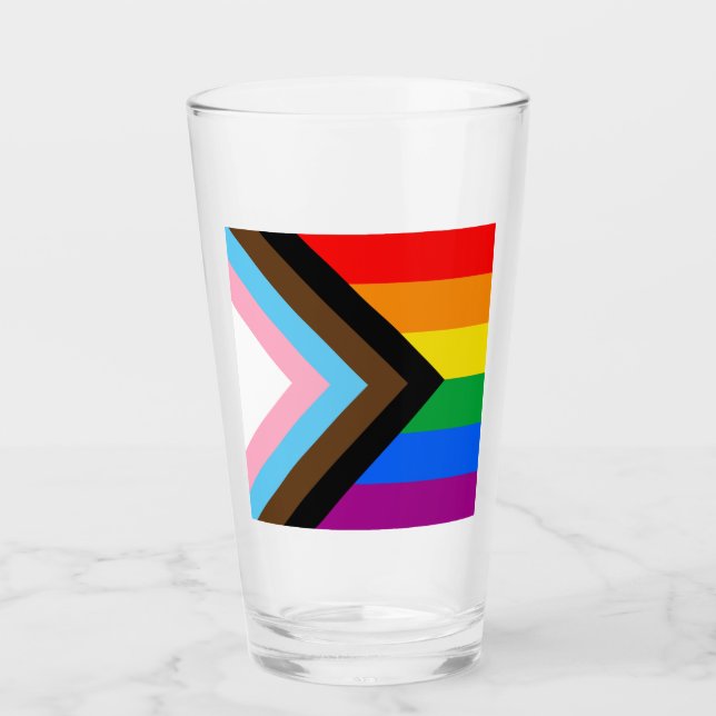 LGBTQ+ Progress Pride Flag Glass (Front)
