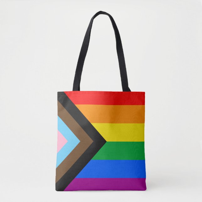 LGBTQ+ Progress Pride Flag Tote Bag (Front)