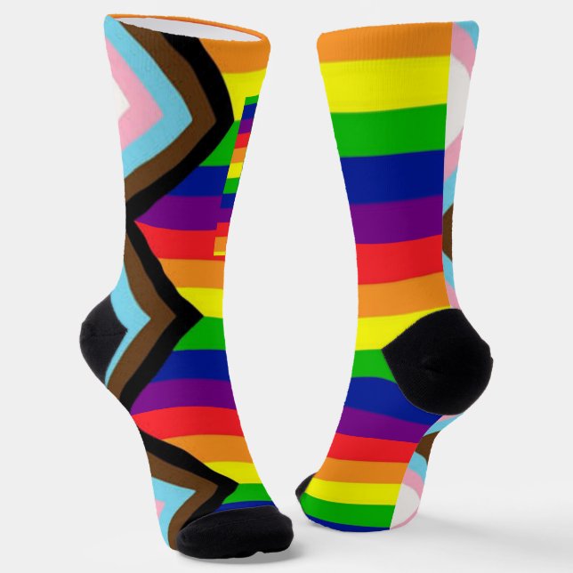 LGBTQ+ Progress Pride Socks (Angled)