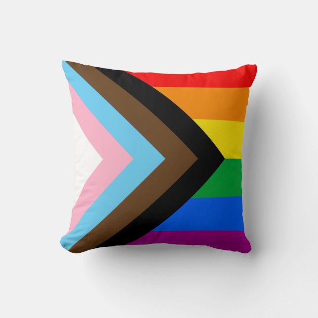 LGBTQ+ Progress Pride Throw Pillow (Front)
