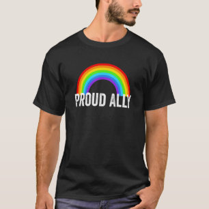 LGBTQ Proud Ally For Gay Pride Month Rainbow Retro T-Shirt