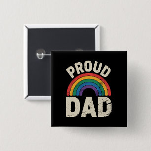 LGBTQ Proud Dad Gay Pride LGBT Ally Father's Day 2 Inch Square Button