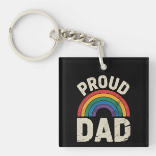 LGBTQ Proud Dad Gay Pride LGBT Ally Father's Day Keychain