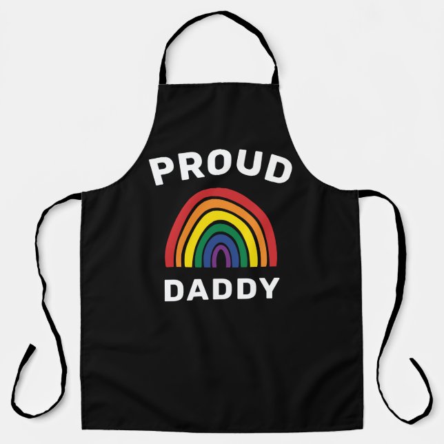 LGBTQ Proud Daddy Gay Pride Rainbow Father's Day Apron (Front)