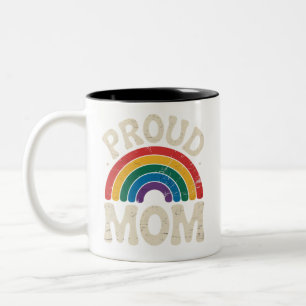 LGBTQ Proud Mom Gay Pride Rainbow Mother's Day Two-Tone Coffee Mug