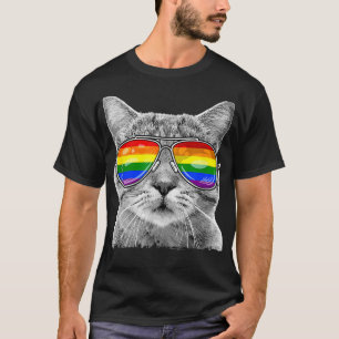 LGBTQ Purride Ally Gay Pride Rainbow Flag Cat Kitt T-Shirt