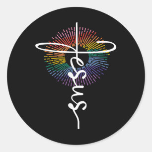 Lgbtq Queer Lesbian Gay Pride Jesus Christian Reli Classic Round Sticker
