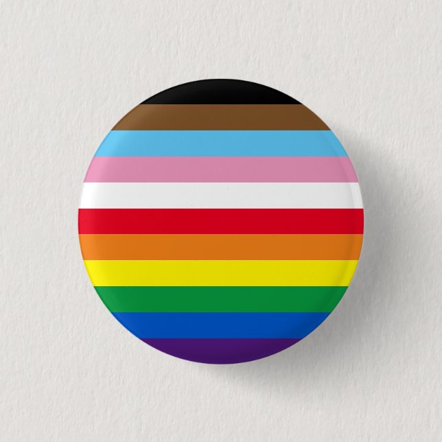 Lgbtq rainbow 11 stripes inclusive gay pride flag 1 inch round button (Front)