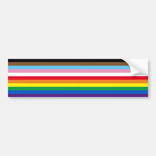 Lgbtq rainbow 11 stripes inclusive gay pride flag bumper sticker (Front)