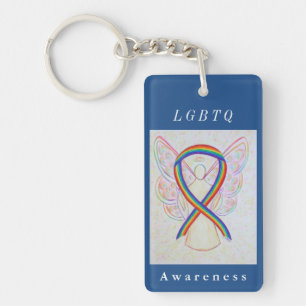 LGBTQ Rainbow Awareness Ribbon Angel Porte - clés 