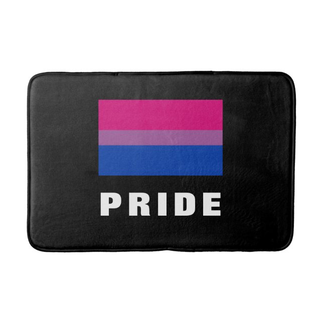 LGBTQ Rainbow Bisexual Pride Flag Custom Text Bath Mat (Front)