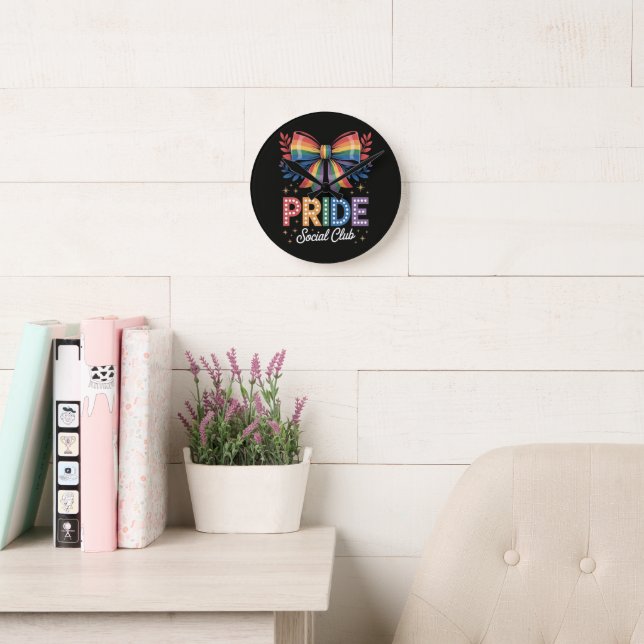 LGBTQ Rainbow Bow Round Clock (Reading Room)