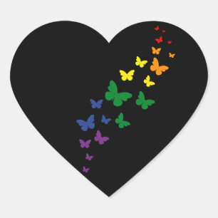 LGBTQ Rainbow Butterfly Trail Heart Sticker