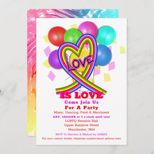  LGBTQ Rainbow Celebration Pride Party Invitation (Devant / Derrière)