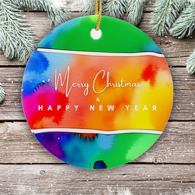 LGBTQ Rainbow Christmas Pride Ceramic Ornament (Creator Uploaded)