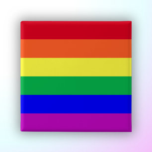 LGBTQ+ Rainbow Flag Gay Pride Flag Rainbow Stripes 2 Inch Square Button