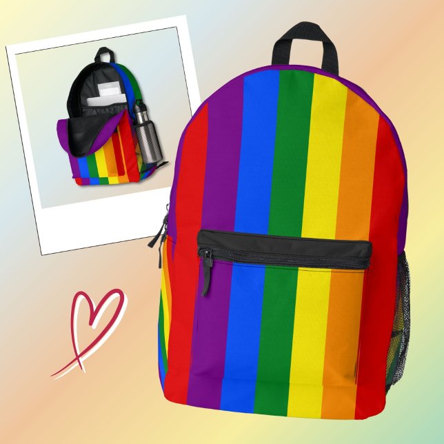 LGBTQ+ Rainbow Flag Stripes for Pride Month -  Printed Backpack (Creator Uploaded)