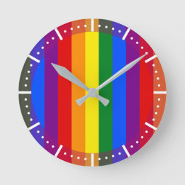 LGBTQ+ Rainbow Flag Stripes for Pride Month -  Round Clock