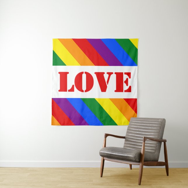 LGBTQ+ Rainbow Flag Stripes for Pride Month -  Tapestry (In Situ)
