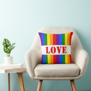 LGBTQ+ Rainbow Flag Stripes for Pride Month -  Throw Pillow