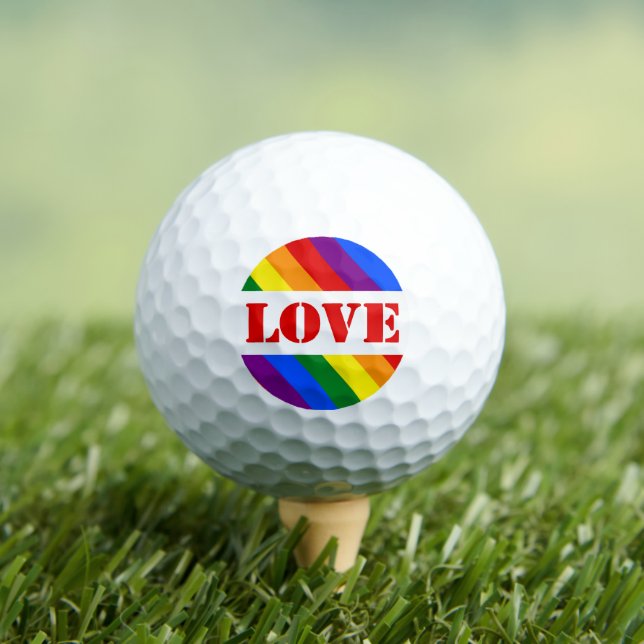 LGBTQ+ Rainbow Flag with Love for Pride Month -  Golf Balls (Insitu Tee)