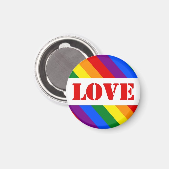 LGBTQ+ Rainbow Flag with Love for Pride Month -  Magnet (Front/Back)