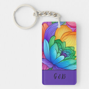 lgbtq rainbow floral keychain