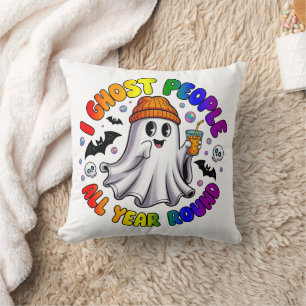 LGBTQ Rainbow Funny Halloween – I Ghost People Throw Pillow