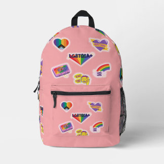 LGBTQ Rainbow Gay Modern Stickers Style Printed Backpack
