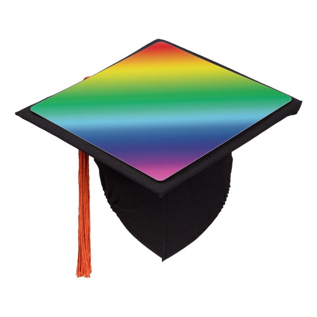 Lgbtq rainbow gradient colours gay pride flag graduation cap topper (Angled)